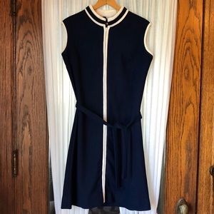 Vintage sleeveless zip front dress matching belt